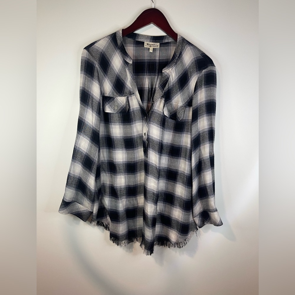 Hester‎ and Orchard Black and White Plaid long sleeve shirt.